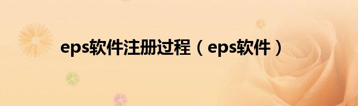 eps软件注册过程（eps软件）
