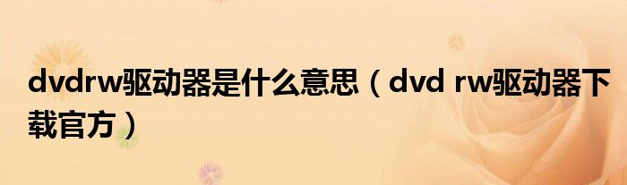 dvdrw驱动器是什么意思（dvd rw驱动器下载官方）