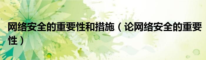 网络安全的重要性和措施（论网络安全的重要性）