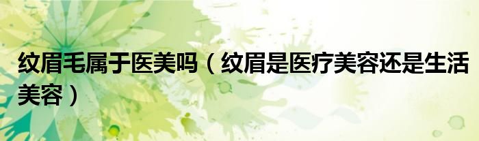 纹眉毛属于医美吗（纹眉是医疗美容还是生活美容）