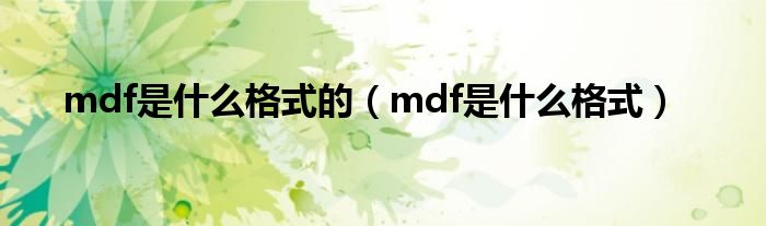 mdf是什么格式的（mdf是什么格式）