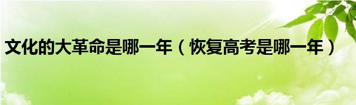 文化的大革命是哪一年（恢复高考是哪一年）