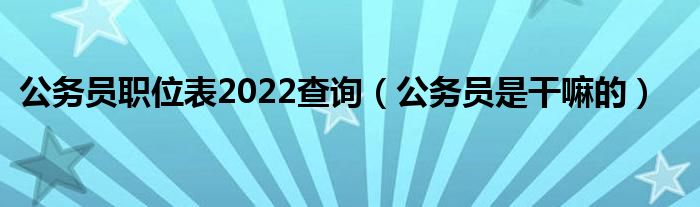 公务员职位表2022查询（公务员是干嘛的）