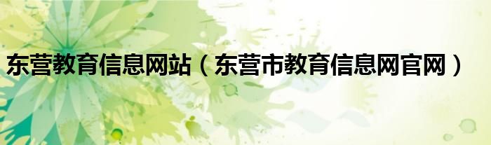 东营教育信息网站（东营市教育信息网官网）