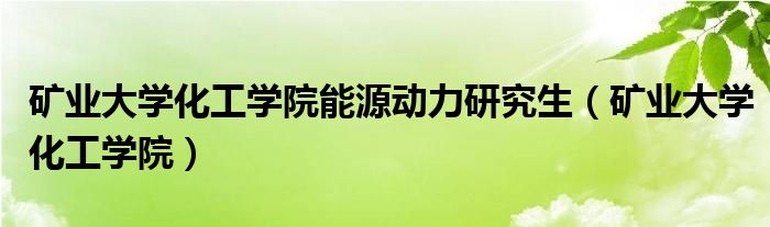 矿业大学化工学院能源动力研究生（矿业大学化工学院）