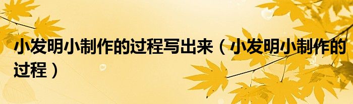 小发明小制作的过程写出来（小发明小制作的过程）