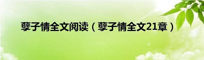 孽子情全文阅读（孽子情全文21章）
