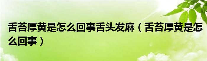 舌苔厚黄是怎么回事舌头发麻（舌苔厚黄是怎么回事）