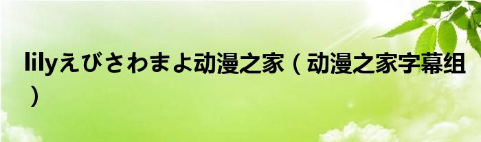 lilyえびさわまよ动漫之家（动漫之家字幕组）