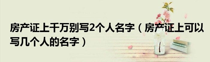 房产证上千万别写2个人名字（房产证上可以写几个人的名字）