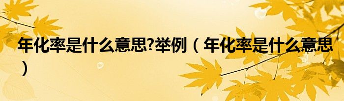 年化率是什么意思?举例（年化率是什么意思）
