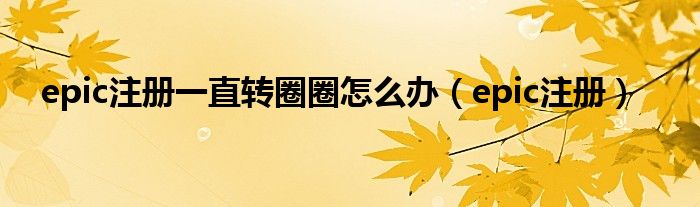 epic注册一直转圈圈怎么办（epic注册）
