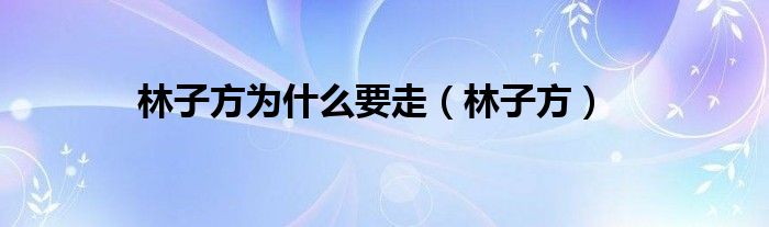 林子方为什么要走（林子方）
