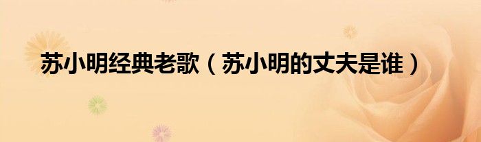 苏小明经典老歌（苏小明的丈夫是谁）