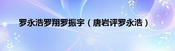 罗永浩罗翔罗振宇（唐岩评罗永浩）
