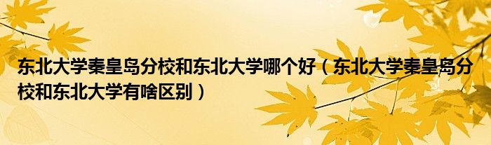 东北大学秦皇岛分校和东北大学哪个好（东北大学秦皇岛分校和东北大学有啥区别）
