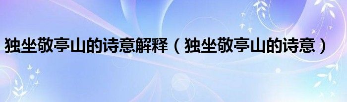 独坐敬亭山的诗意解释（独坐敬亭山的诗意）
