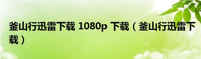 釜山行迅雷下载 1080p 下载（釜山行迅雷下载）