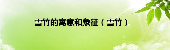 雪竹的寓意和象征（雪竹）