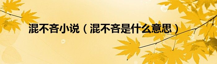 混不吝小说（混不吝是什么意思）
