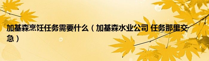 加基森烹饪任务需要什么（加基森水业公司 任务那里交       急）
