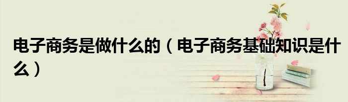 电子商务是做什么的（电子商务基础知识是什么）