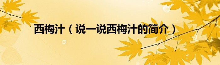西梅汁（说一说西梅汁的简介）