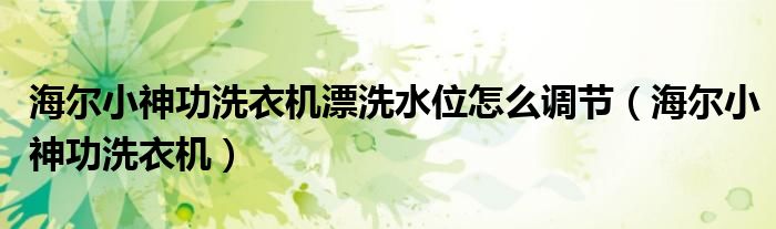 海尔小神功洗衣机漂洗水位怎么调节（海尔小神功洗衣机）
