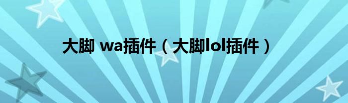 大脚 wa插件（大脚lol插件）