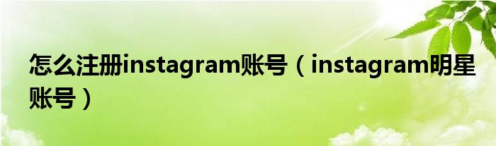 怎么注册instagram账号（instagram明星账号）