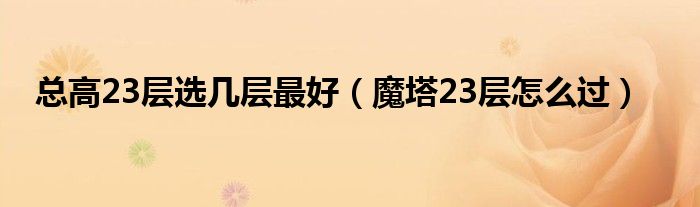 总高23层选几层最好（魔塔23层怎么过）