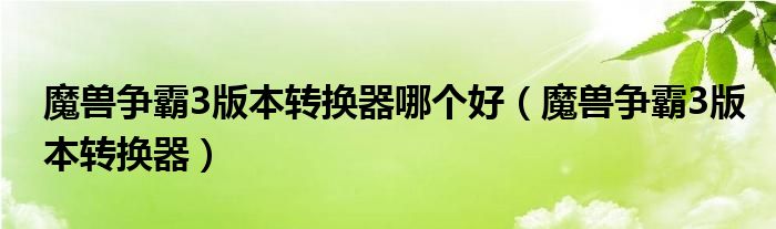 魔兽争霸3版本转换器哪个好（魔兽争霸3版本转换器）
