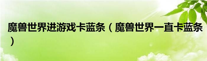 魔兽世界进游戏卡蓝条（魔兽世界一直卡蓝条）
