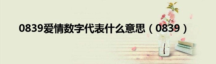 0839爱情数字代表什么意思（0839）