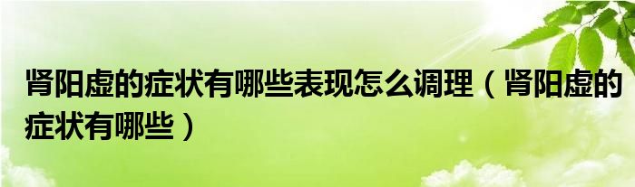 肾阳虚的症状有哪些表现怎么调理（肾阳虚的症状有哪些）
