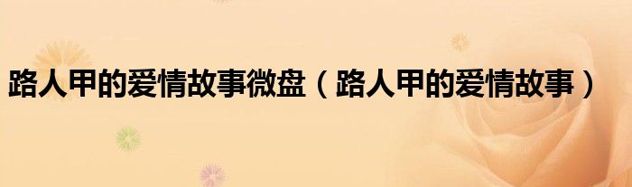 路人甲的爱情故事微盘（路人甲的爱情故事）
