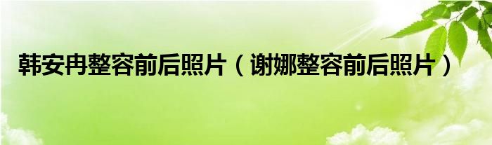 韩安冉整容前后照片（谢娜整容前后照片）