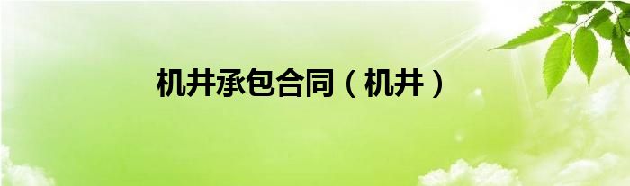 机井承包合同（机井）