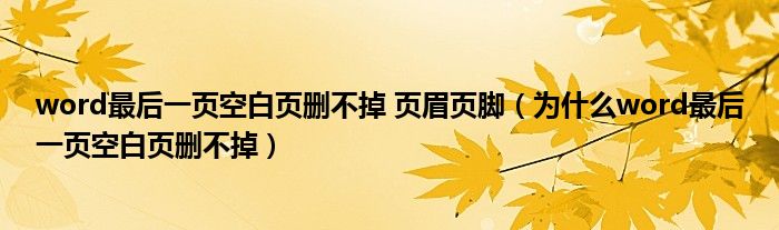 word最后一页空白页删不掉 页眉页脚（为什么word最后一页空白页删不掉）