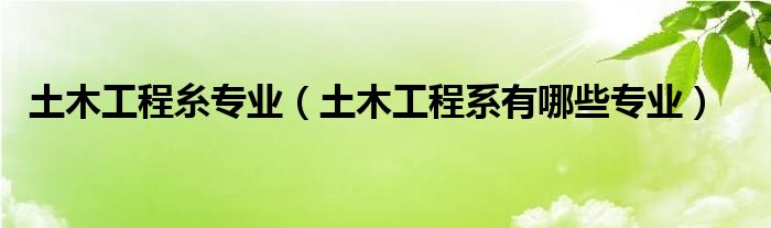 土木工程糸专业（土木工程系有哪些专业）