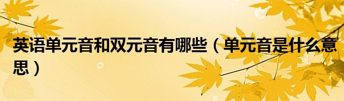 英语单元音和双元音有哪些（单元音是什么意思）