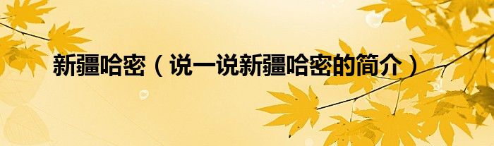 新疆哈密（说一说新疆哈密的简介）