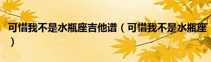 可惜我不是水瓶座吉他谱（可惜我不是水瓶座）