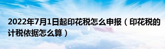 2022年7月1日起印花税怎么申报（印花税的计税依据怎么算）