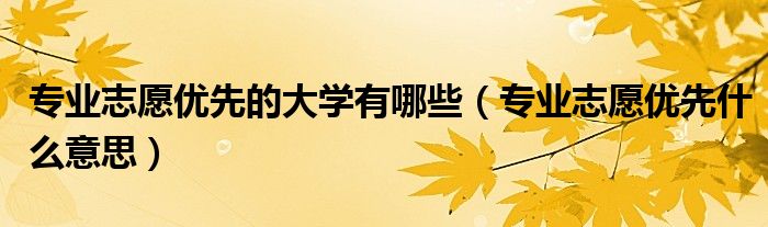 专业志愿优先的大学有哪些（专业志愿优先什么意思）