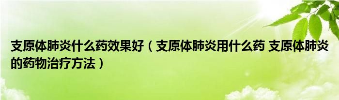 支原体肺炎什么药效果好（支原体肺炎用什么药 支原体肺炎的药物治疗方法）