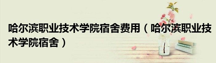 哈尔滨职业技术学院宿舍费用（哈尔滨职业技术学院宿舍）