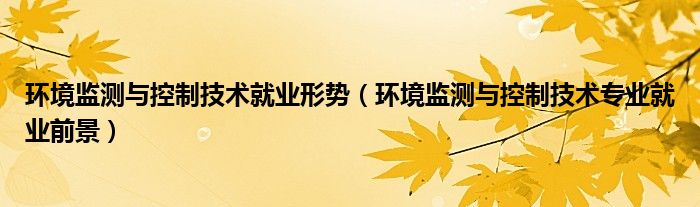 环境监测与控制技术就业形势（环境监测与控制技术专业就业前景）