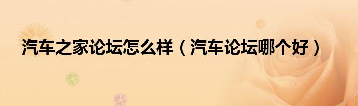 汽车之家论坛怎么样（汽车论坛哪个好）