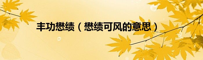 丰功懋绩（懋绩可风的意思）